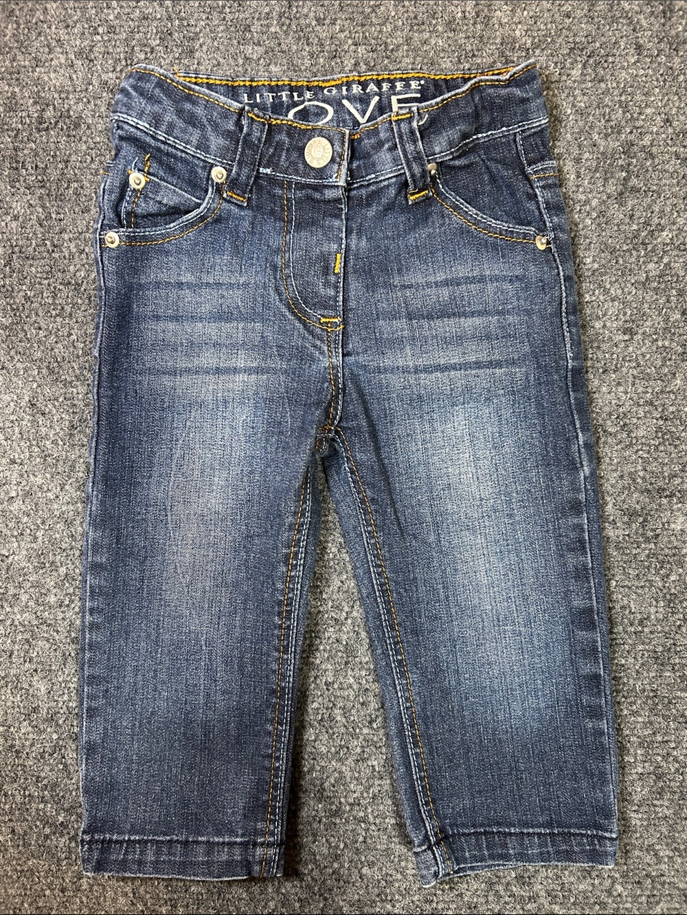 Little Giraffe Girls' Faded Dark Blue Slim Jeans